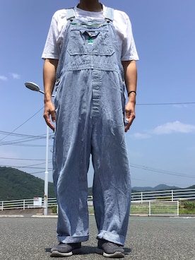「アイテム（オールインワン・サロペット、グレー系）」を使った、ks111さん（メンズ・169cm）の夏コーディネート