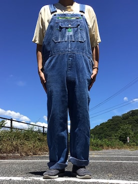 「Tシャツ」｜「アイテム（オールインワン・サロペット）」を使った、ks111さん（メンズ・169cm）の夏コーディネート