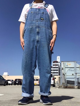 「OSHKOSH（オシュコシュ）のアイテム（サロペット/オーバーオール）」を使った、ks111さん（メンズ・169cm）の夏コーディネート