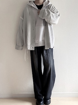 「RUUBON（ルーボン）のアイテム（パーカー）」を使った、れぇとさん（メンズ・165cm）の冬コーディネート