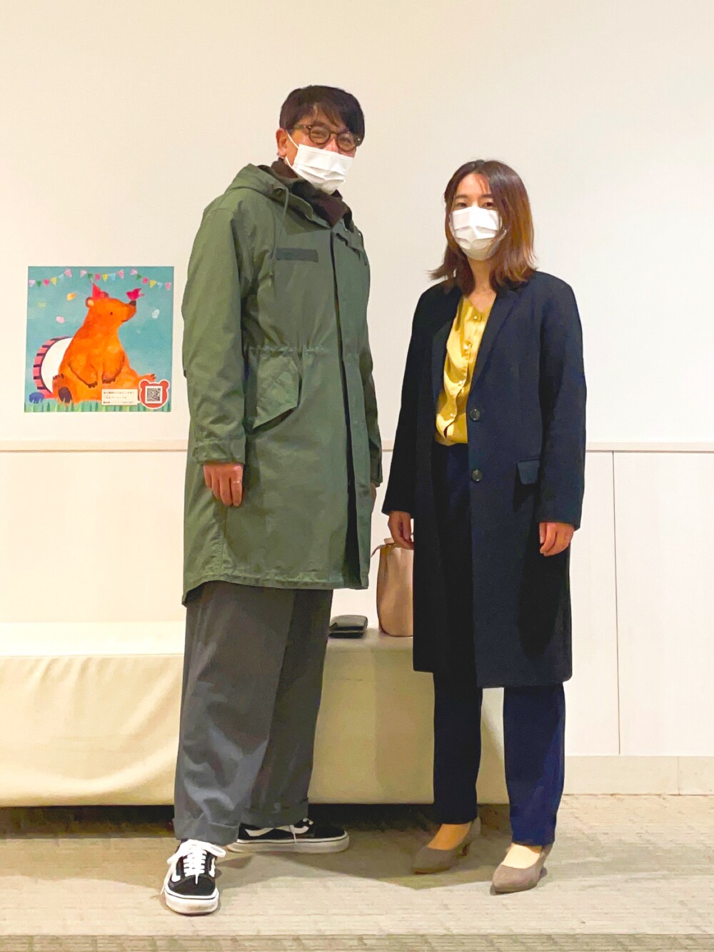 「キレイめカジュアル、オトナカワイイ、おしゃれさんと繋がりたい、低身長女子、親子コーデ、父娘、息子くん、親知らず抜いた、お大事に」｜「NANO universeのセットアップ（セットアップ、ブルー系）」を使った、Rinさん（レディース・152cm）の冬コーディネートの1枚目の写真