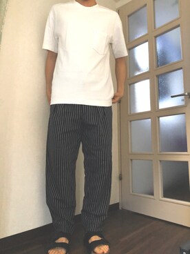 「Hanes」｜「アイテム（スラックス）」を使った、ytoさん（メンズ・170cm）の夏コーディネート