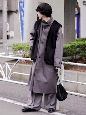 「レースアップシューズ」｜「アイテム（トレンチコート）」を使った、ぐりさん（メンズ・170cm）の春コーディネート