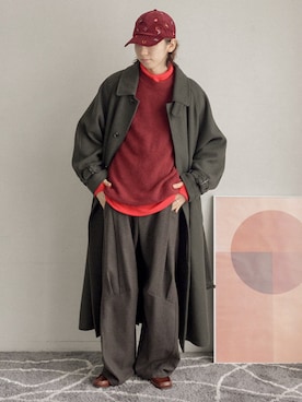 「アイテム（ステンカラーコート）」を使った、ぐりさん（メンズ・170cm）の秋コーディネート