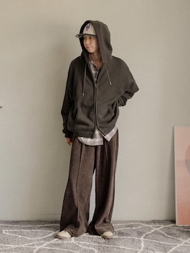 「アイテム（キャップ）」を使った、ぐりさん（メンズ・170cm）の秋コーディネート