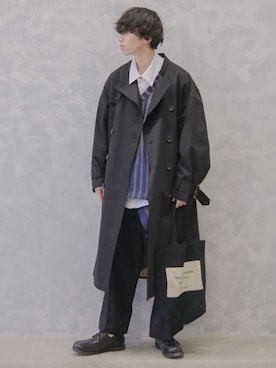 「CASPER JOHN（キャスパージョン）のアイテム（トレンチコート）」を使った、ぐりさん（メンズ・170cm）の春コーディネート
