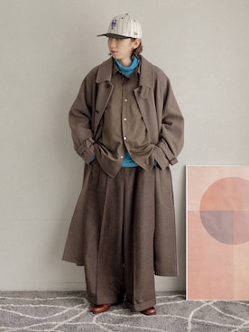 「アイテム（ステンカラーコート）」を使った、ぐりさん（メンズ・170cm）の秋コーディネート