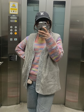 「WOOALONG（ウアロン）のアイテム（帽子）」を使った、mowさん（レディース・156cm）の春コーディネート