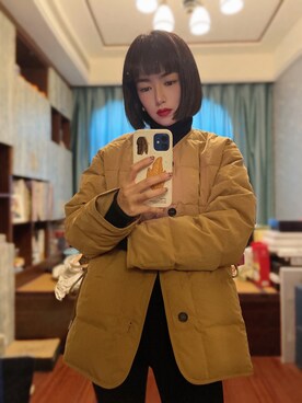 「アイテム（ノーカラージャケット、オレンジ系）」を使った、低気圧乙女さん（レディース・160cm）の秋コーディネート
