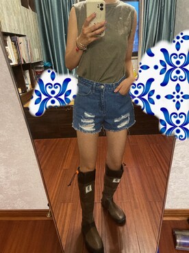 「アイテム（レインシューズ、ブラウン系）」を使った、低気圧乙女さん（レディース・160cm）の秋コーディネート