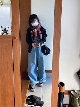 「RNA（アールエヌエー）のアイテム（オールインワン・サロペット）」を使った、ₐₙさん（レディース・160cm）の冬コーディネート