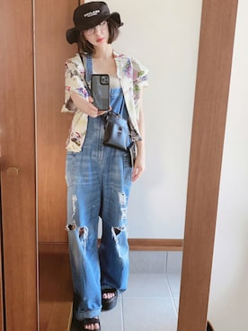 「RNA（アールエヌエー）のアイテム（サロペット/オーバーオール）」を使った、ₐₙさん（レディース・160cm）の夏コーディネート