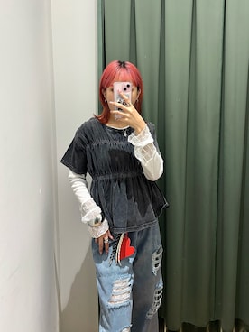 「RETRO GIRL（レトロガール）のアイテム（トップス）」を使った、ukiさん（レディース・160cm）の春コーディネート
