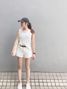 「IWC（インターナショナルウォッチカンパニー）のアイテム（アナログ腕時計）」を使った、pocariさん（レディース・161cm）の夏コーディネート