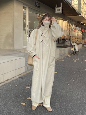 「アイテム（ダッフルコート）」を使った、hasuneさん（レディース・164cm・20代）の冬コーディネート