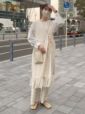 「RBS（アールビーエス）のRBS / ジャカード スクエア ストレート パンツ（その他パンツ）」を使った、hasuneさん（レディース・164cm）の春コーディネート