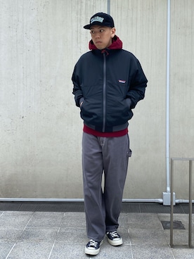 「XLARGE（エクストララージ）のアイテム（ナイロンジャケット）」を使った、中山 麗士さん（メンズ・178cm）の秋コーディネート