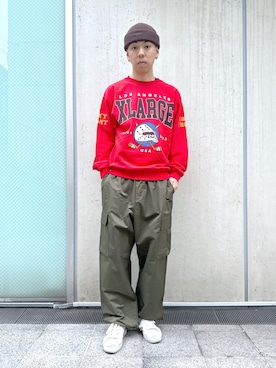 「アイテム（スウェット）」を使った、中山 麗士さん（メンズ・178cm・20代）の冬コーディネート