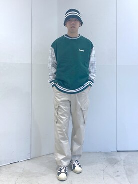 「アイテム（スウェット）」を使った、中山 麗士さん（メンズ・178cm・20代）の春コーディネート