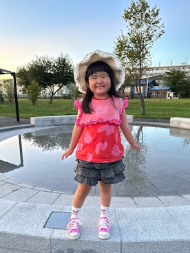 「MARKEY'S（マーキーズ）のデニムフリルキュロットパンツ（その他パンツ、ブラック系）」を使った、＊SK.HRR＊さん（キッズ・110cm）の秋コーディネート