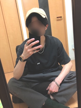 「Gramicci（グラミチ）のアイテム（帽子）」を使った、しぇきさん（メンズ・173cm）の夏コーディネート