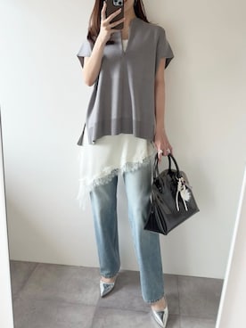 「ニットトップス」｜STYLEDOORさん（レディース・165cm）の春コーディネート
