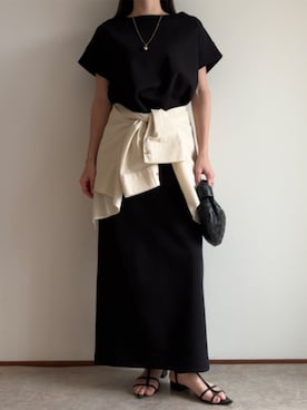 「Emma Taylor（エマテイラー）のシアーリネンバックフレアシャツ（シャツ/ブラウス、ベージュ系）」を使った、STYLEDOORさん（レディース・157cm）の春コーディネート