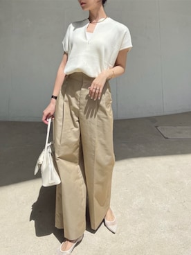 「ニットトップス」｜STYLEDOORさん（レディース・168cm）の春コーディネート