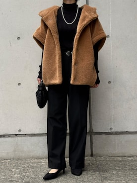 「アイテム（ポンチョ）」を使った、STYLEDOORさん（レディース・158cm）の秋コーディネート