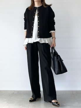 「アイテム（ノーカラージャケット）」を使った、STYLEDOORさん（レディース・158cm）の秋コーディネート