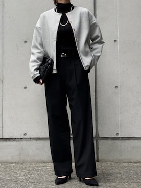 「アイテム（ノーカラージャケット）」を使った、STYLEDOORさん（レディース・158cm）の秋コーディネート