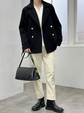 「アイテム（トレンチコート）」を使った、STYLEDOORさん（レディース・158cm）の冬コーディネート