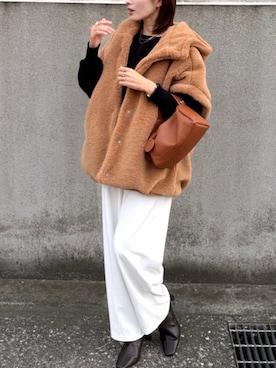 「アイテム（ポンチョ）」を使った、STYLEDOORさん（レディース・155cm）の秋コーディネート