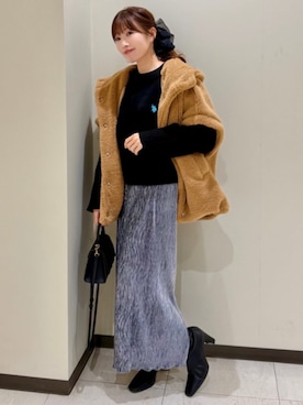 「アイテム（ポンチョ）」を使った、STYLEDOORさん（レディース・155cm）の冬コーディネート