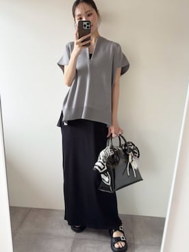 「ニットトップス」｜STYLEDOORさん（レディース・165cm）の春コーディネート