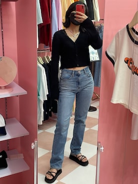 「UNIQLO（ユニクロ）のアイテム（パンツ、ブルー系）」を使った、ﾜさん（レディース）の夏コーディネート