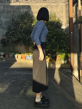 「UNIQLO（ユニクロ）のアイテム（スカート、ブラック系）」を使った、ﾜさん（レディース）の春コーディネート