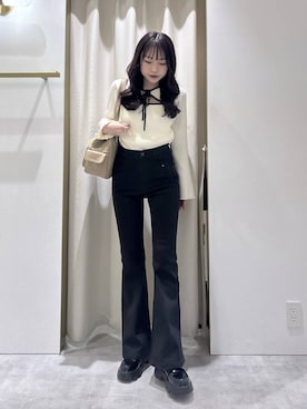 「アイテム（ボストンバッグ、ベージュ系）」を使った、ちなさん（レディース・159cm）の秋コーディネート