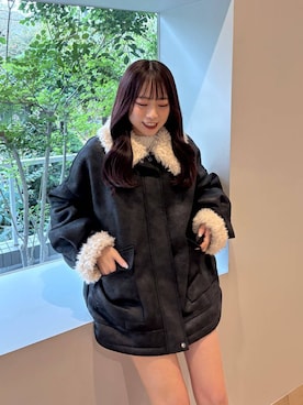 「アイテム（ムートンコート）」を使った、ちなさん（レディース・159cm）の秋コーディネート