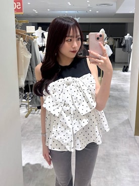 「Heather（ヘザー）のISKOフレアデニムパンツ　575793（デニムパンツ、グレー系）」を使った、ちなさん（レディース・159cm）の春コーディネート