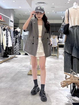 「アイテム（帽子）」を使った、ちなさん（レディース・159cm）の春コーディネート