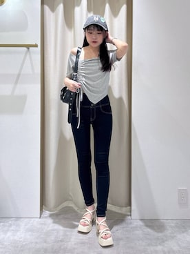 「アイテム（キャップ）」を使った、ちなさん（レディース・159cm・20代）の夏コーディネート