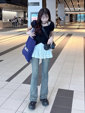 「Heather（ヘザー）のアイテム（Tシャツ/カットソー）」を使った、ちなさん（レディース・159cm）の夏コーディネート