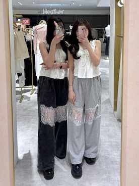 「Heather（ヘザー）のアイテム（トップス）」を使った、ちなさん（レディース・159cm）の春コーディネート