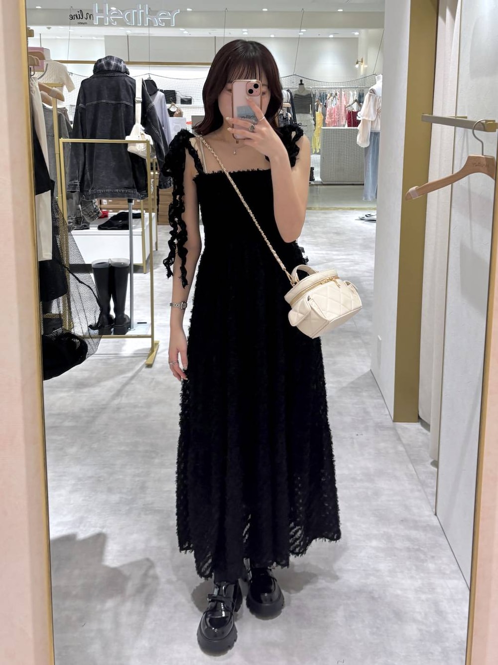 Heather ジャガードフリルキャミワンピース　326090 セール】ジャガードフリルキャミワンピース 326090（ワンピース