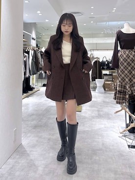 「アイテム（テーラードジャケット、レッド系）」を使った、ちなさん（レディース・159cm）の秋コーディネート