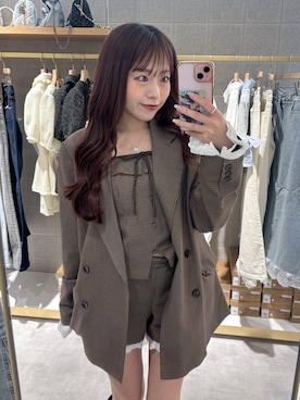 「Heather（ヘザー）のアソートレーストリムショートパンツ　1051901（その他パンツ、ブラウン系）」を使った、ちなさん（レディース・159cm）の夏コーディネート