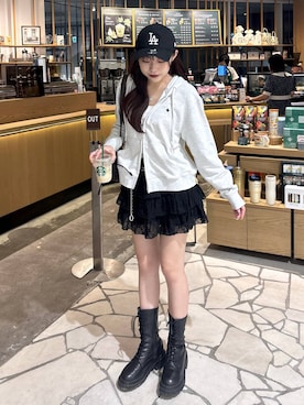 「Heather（ヘザー）のアイテム（キャップ）」を使った、ちなさん（レディース・159cm）の秋コーディネート