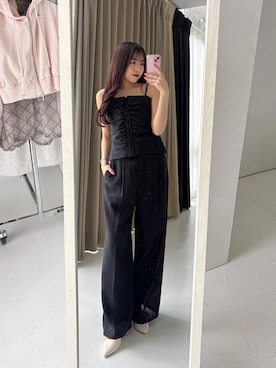 「Heather（ヘザー）のアイテム（パンツ）」を使った、ちなさん（レディース・159cm）の春コーディネート