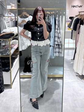 「Heather（ヘザー）のアイテム（パンツ）」を使った、ちなさん（レディース・159cm）の夏コーディネート